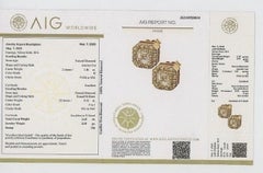 18k Yellow Gold Stud Earrings w/ 1.89 2.13ct Natural Diamonds AIG Certificate