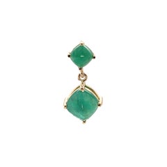 18K Yellow Gold Sugarloaf Cut 5.53 carat tw Emerald Drop Earrings
