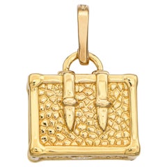 Vintage 18k Yellow Gold Suitcase Charm Pendant