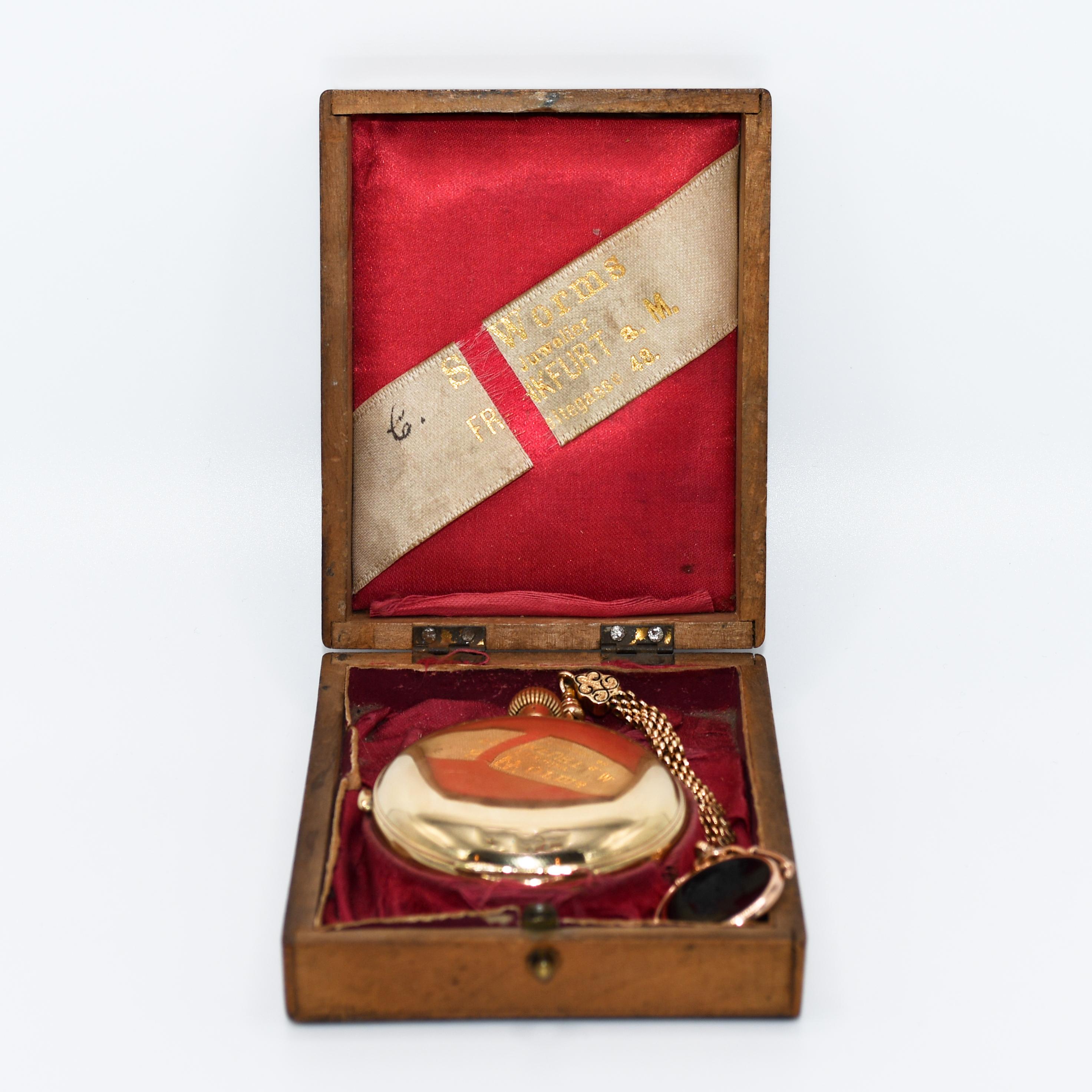 18 Karat Gelbgold Schweizer Taschenuhr Repeater , 14 Karat Gelbgold FOB , mit Schachtel 2
