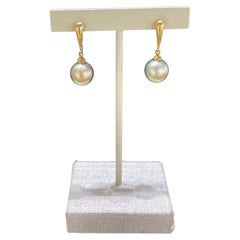 18K Yellow Gold Tahitian Pearl Drop Earrings