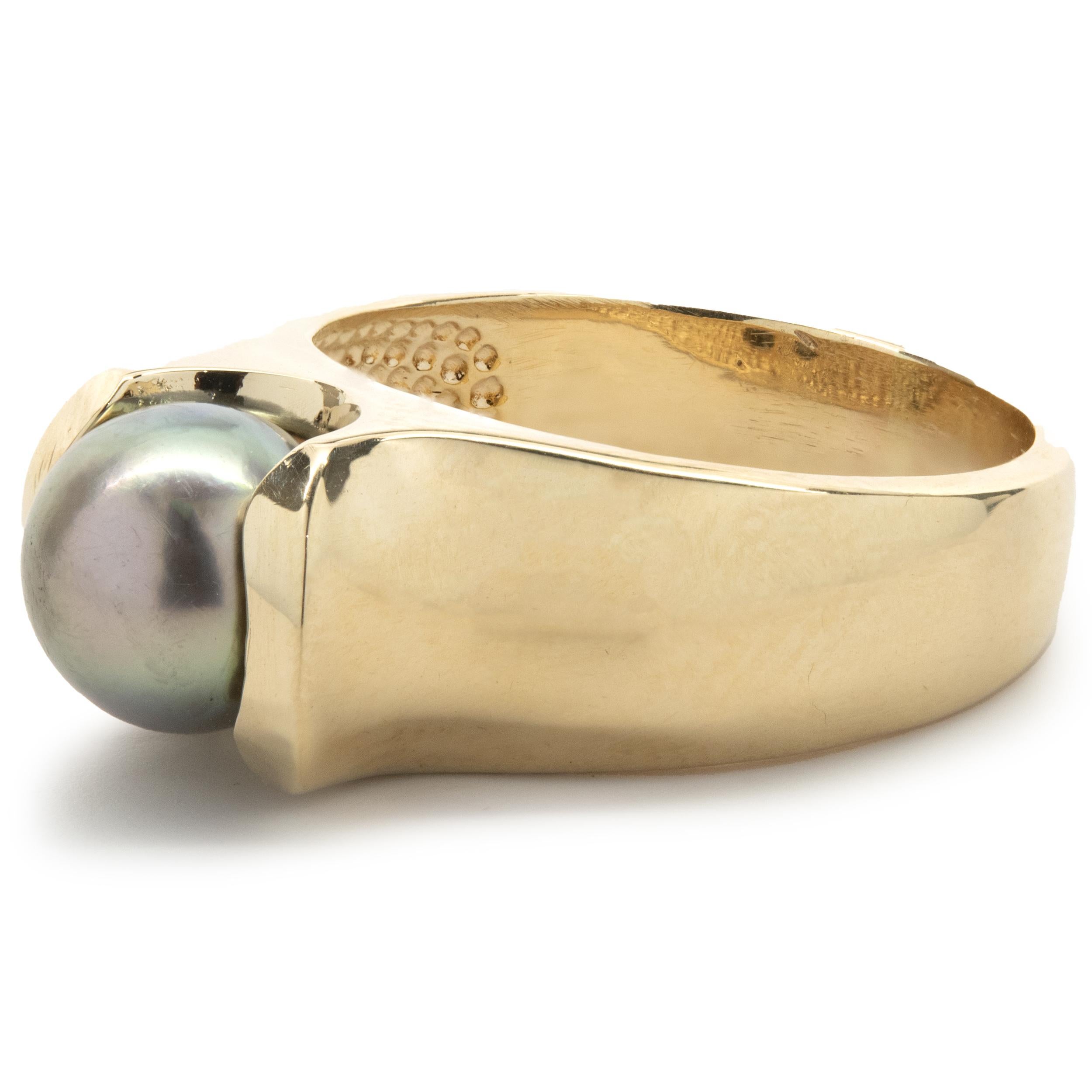 tahitian pearl ring yellow gold