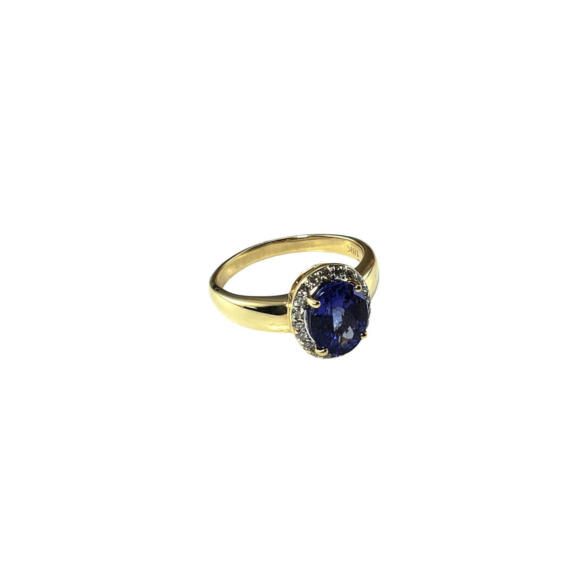 18K Yellow Gold Tanzanite and Diamond Ring Size 7 #15263 In Good Condition For Sale In Washington Depot, CT