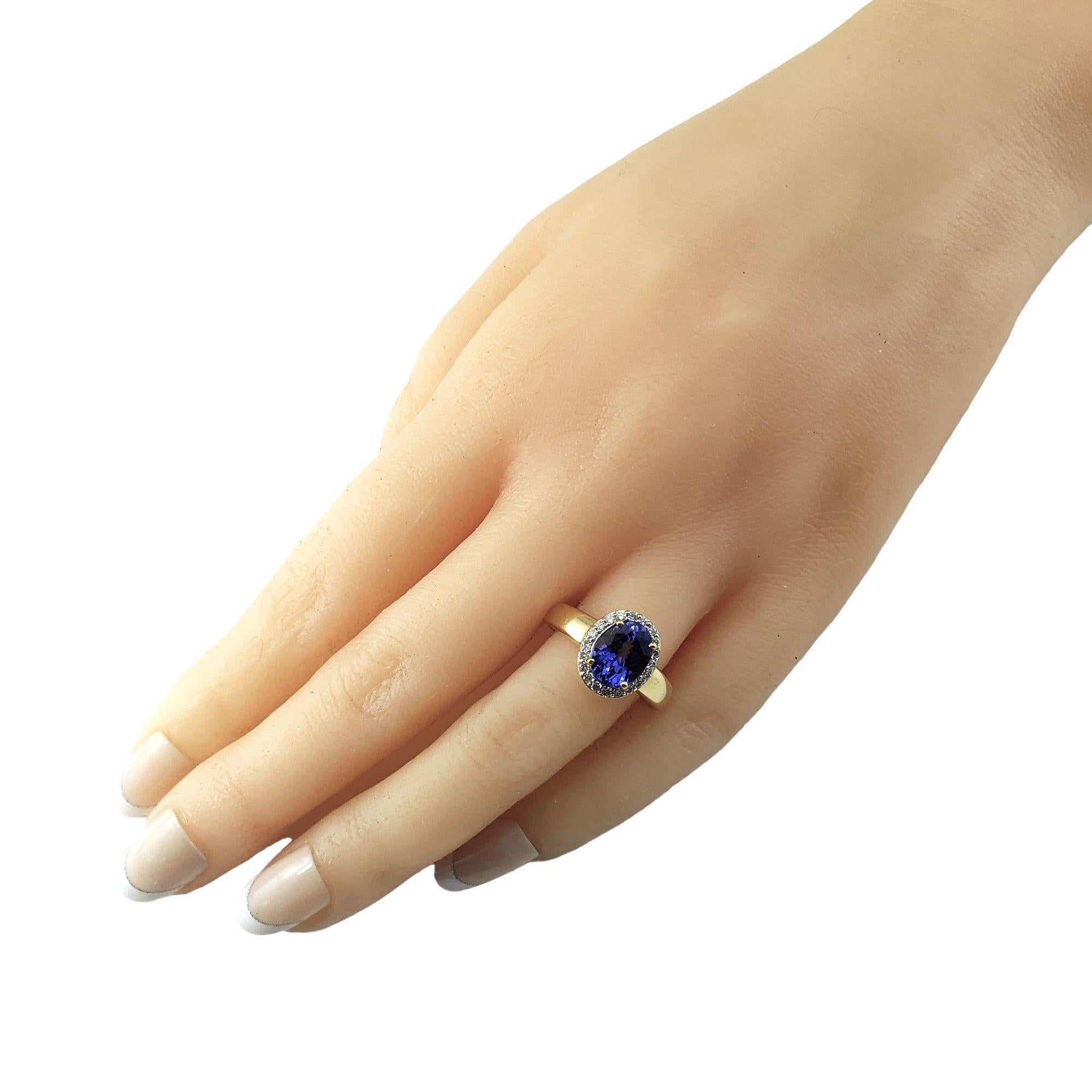 18K Yellow Gold Tanzanite and Diamond Ring Size 7 #15263 For Sale 2