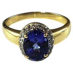 Vintage 18K Yellow Gold Tanzanite and Diamond Ring Size 7 #15263