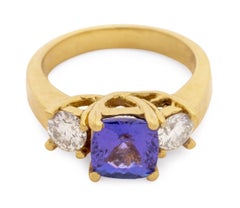 18K Yellow Gold Tanzanite Diamond Ring