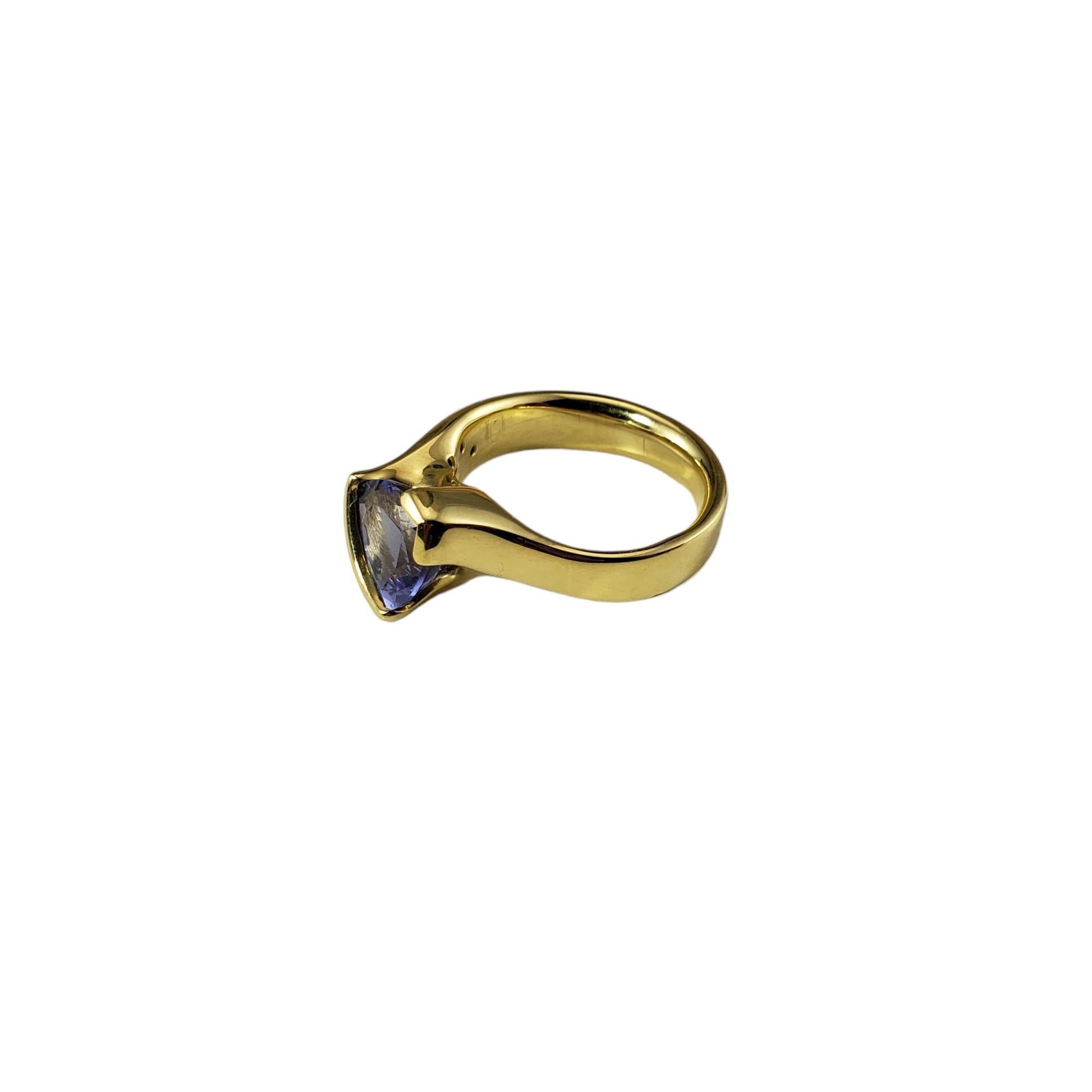 Round Cut 18K Yellow Gold Tanzanite & Diamond Ring Size 8 #16336