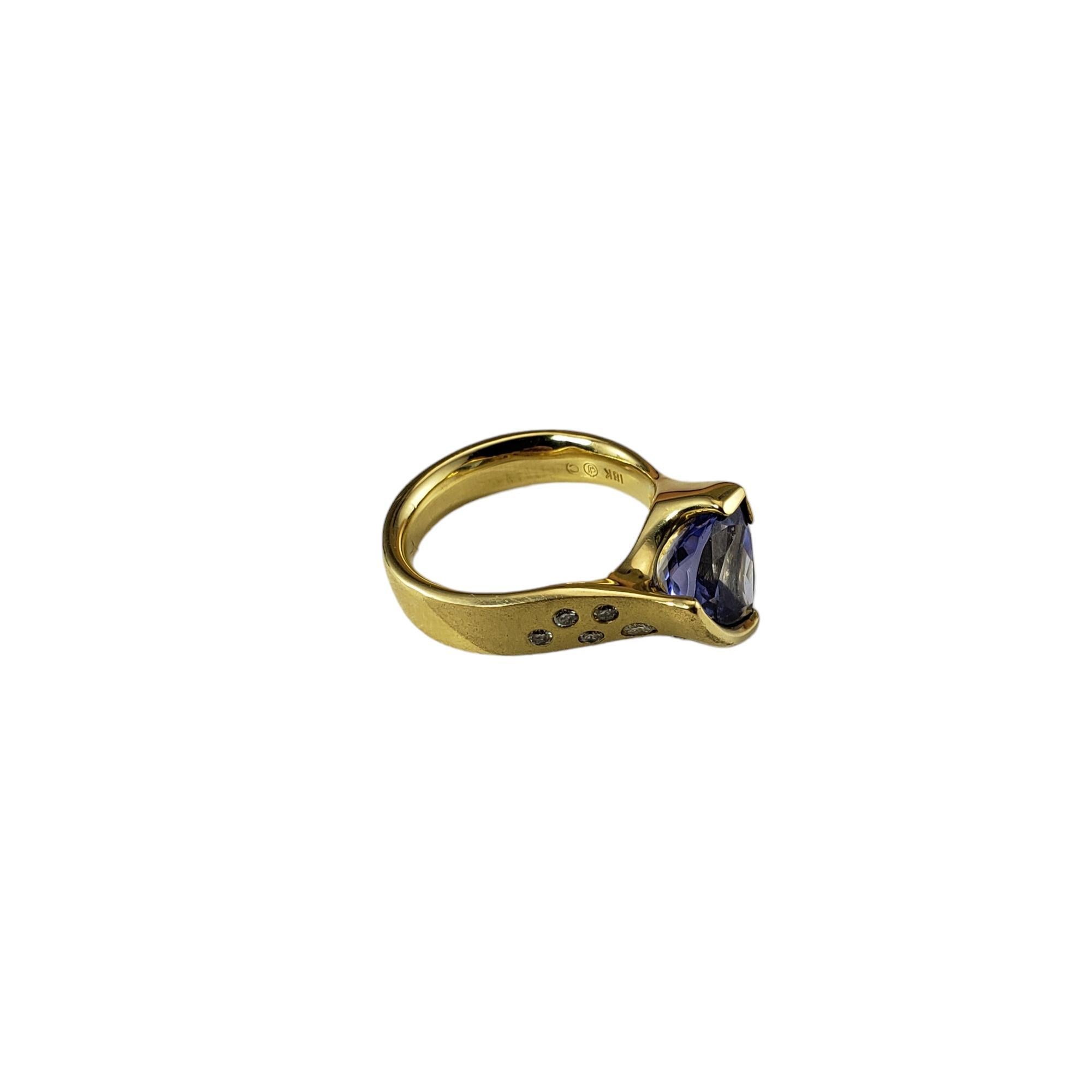 18K Yellow Gold Tanzanite & Diamond Ring Size 8 #16336 In Good Condition In Washington Depot, CT