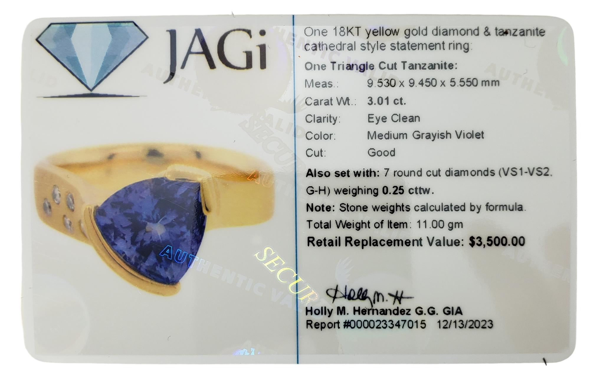 18K Yellow Gold Tanzanite & Diamond Ring Size 8 #16336 4