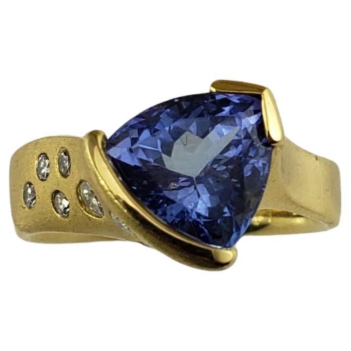 18K Yellow Gold Tanzanite & Diamond Ring Size 8 #16336