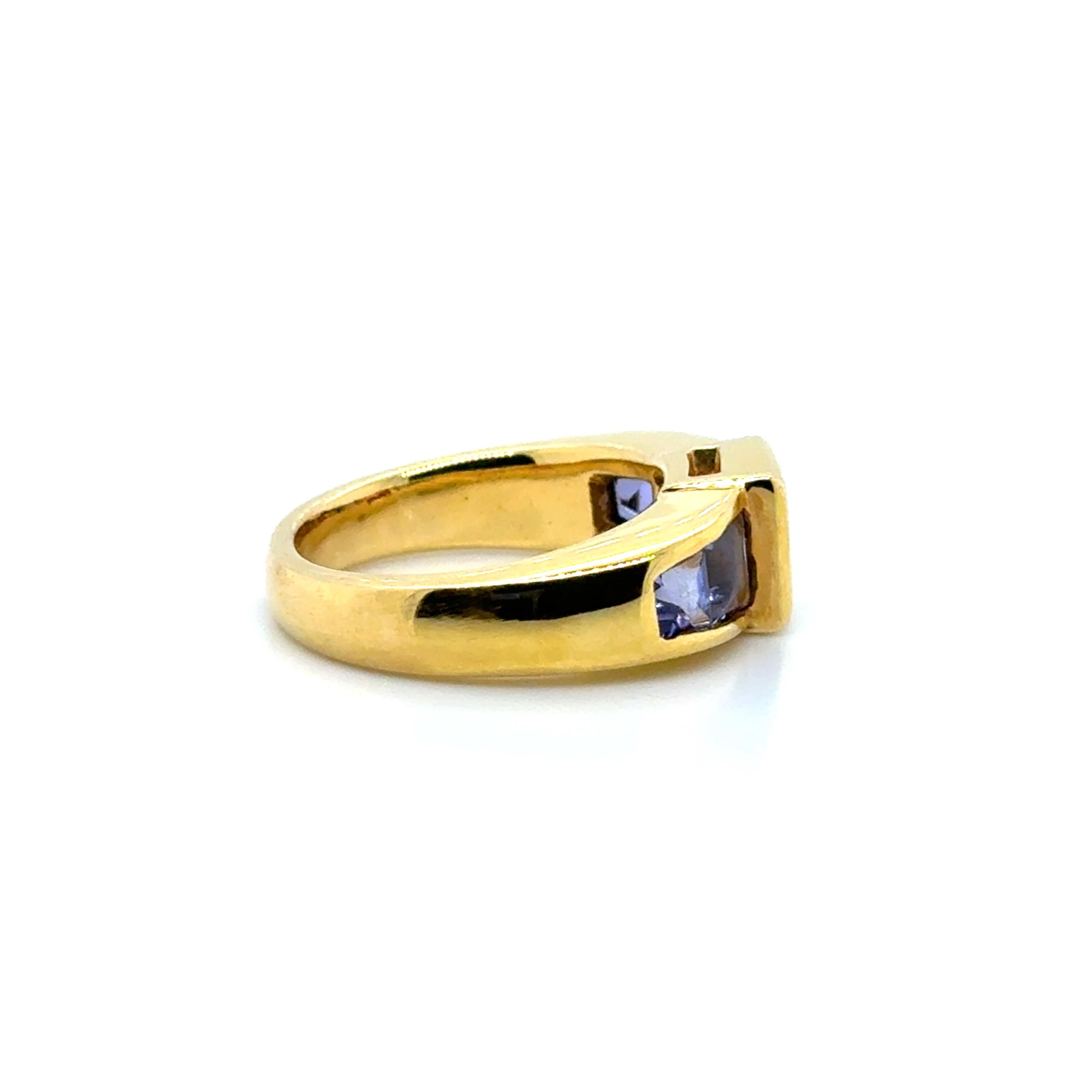 Bague de fiançailles en or jaune 18k Tanzanite Rubellite en vente 6