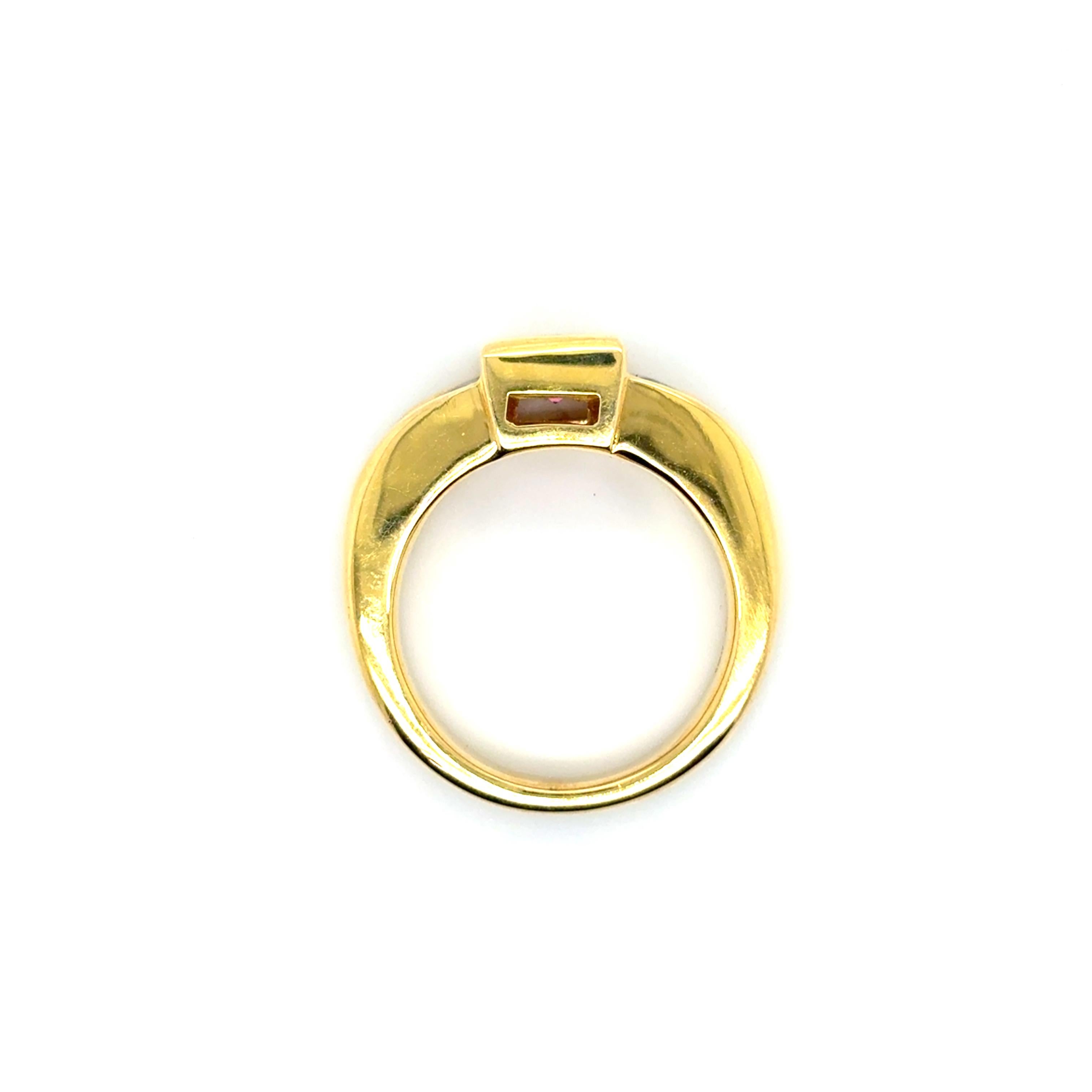 Bague de fiançailles en or jaune 18k Tanzanite Rubellite en vente 8