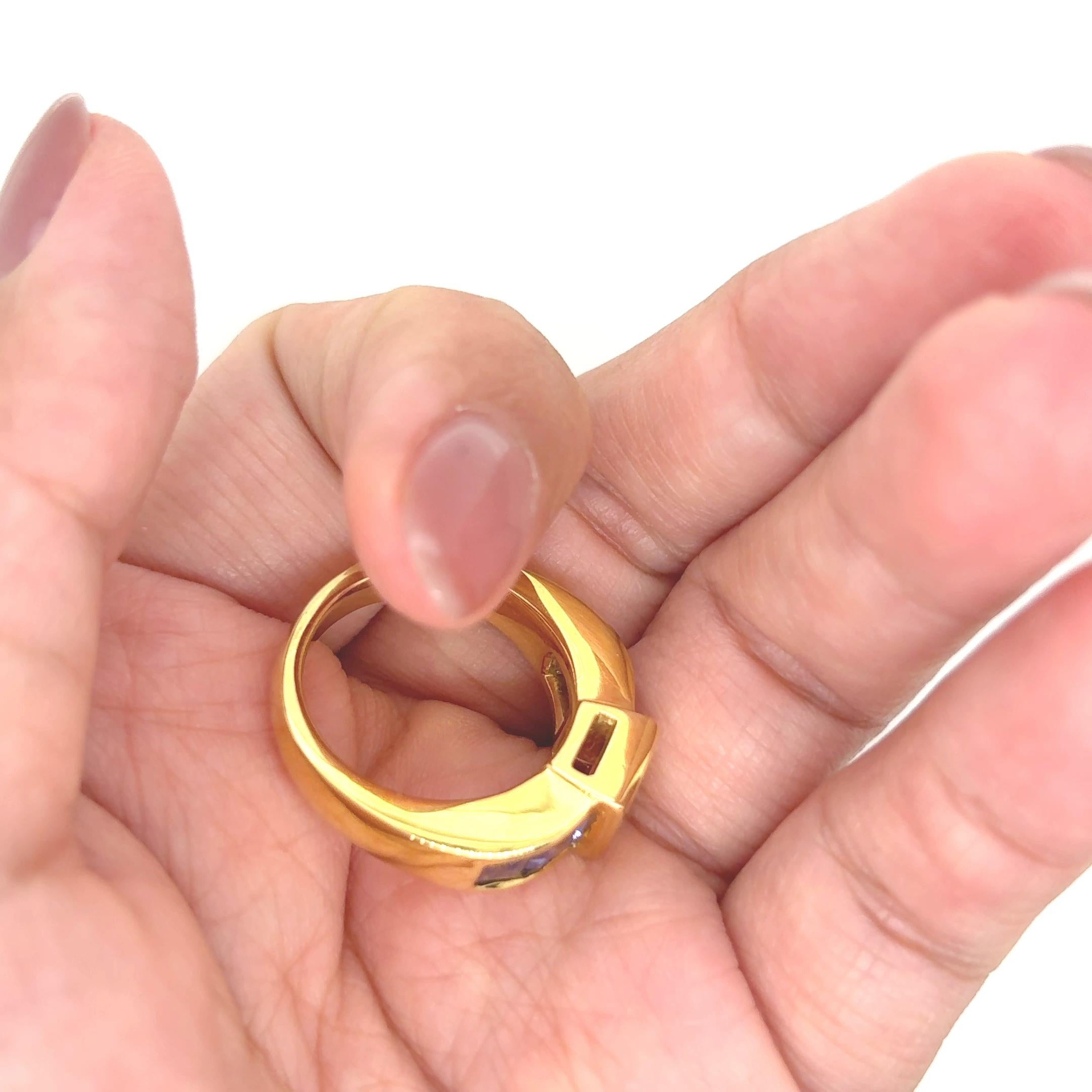 Bague de fiançailles en or jaune 18k Tanzanite Rubellite Neuf - En vente à Hong Kong, HK