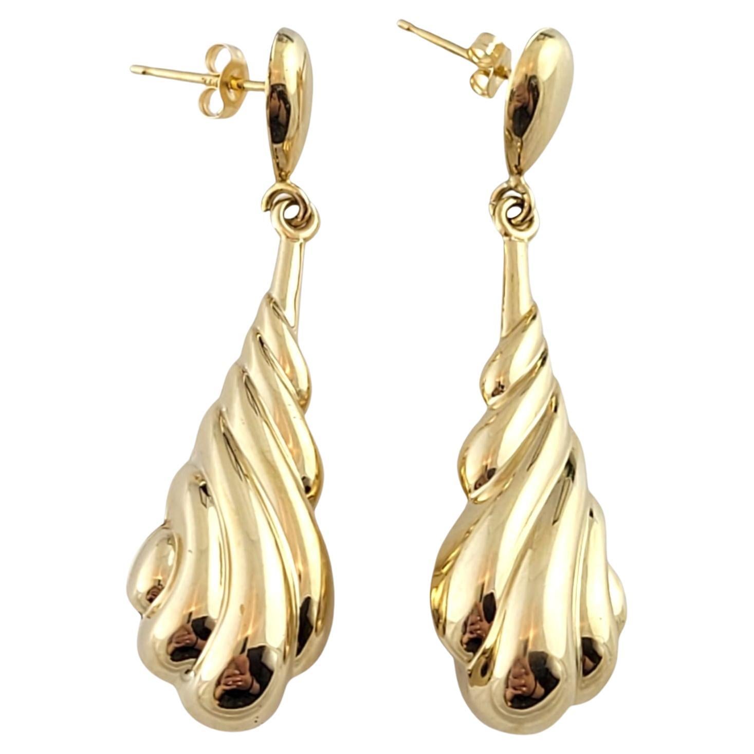 18K Yellow Gold Teardrop Earrings #14798