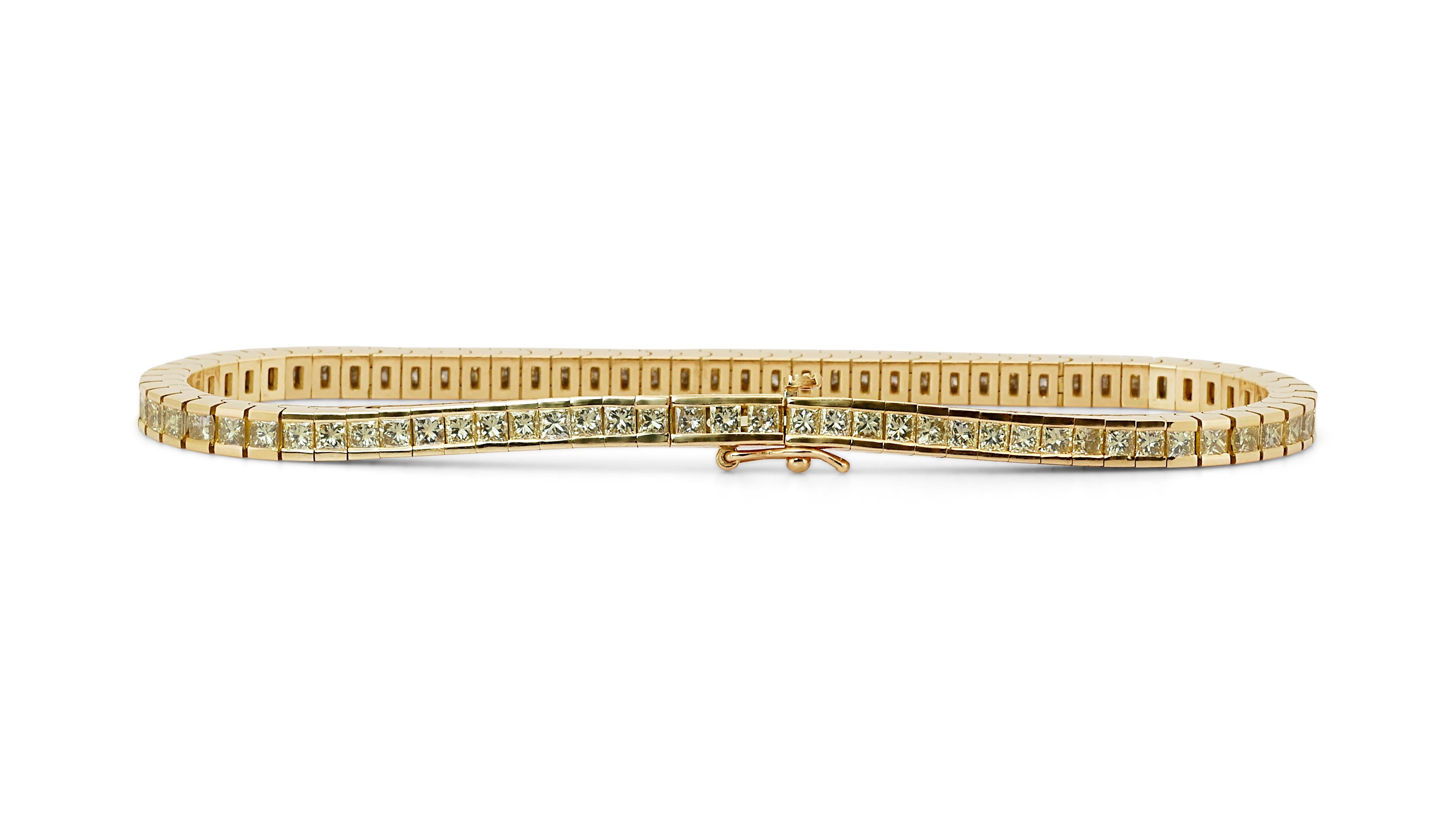 18 Karat Gelbgold Tennisarmband mit 5,6 Karat natürlichen Diamanten IGI-Zertifikat 2
