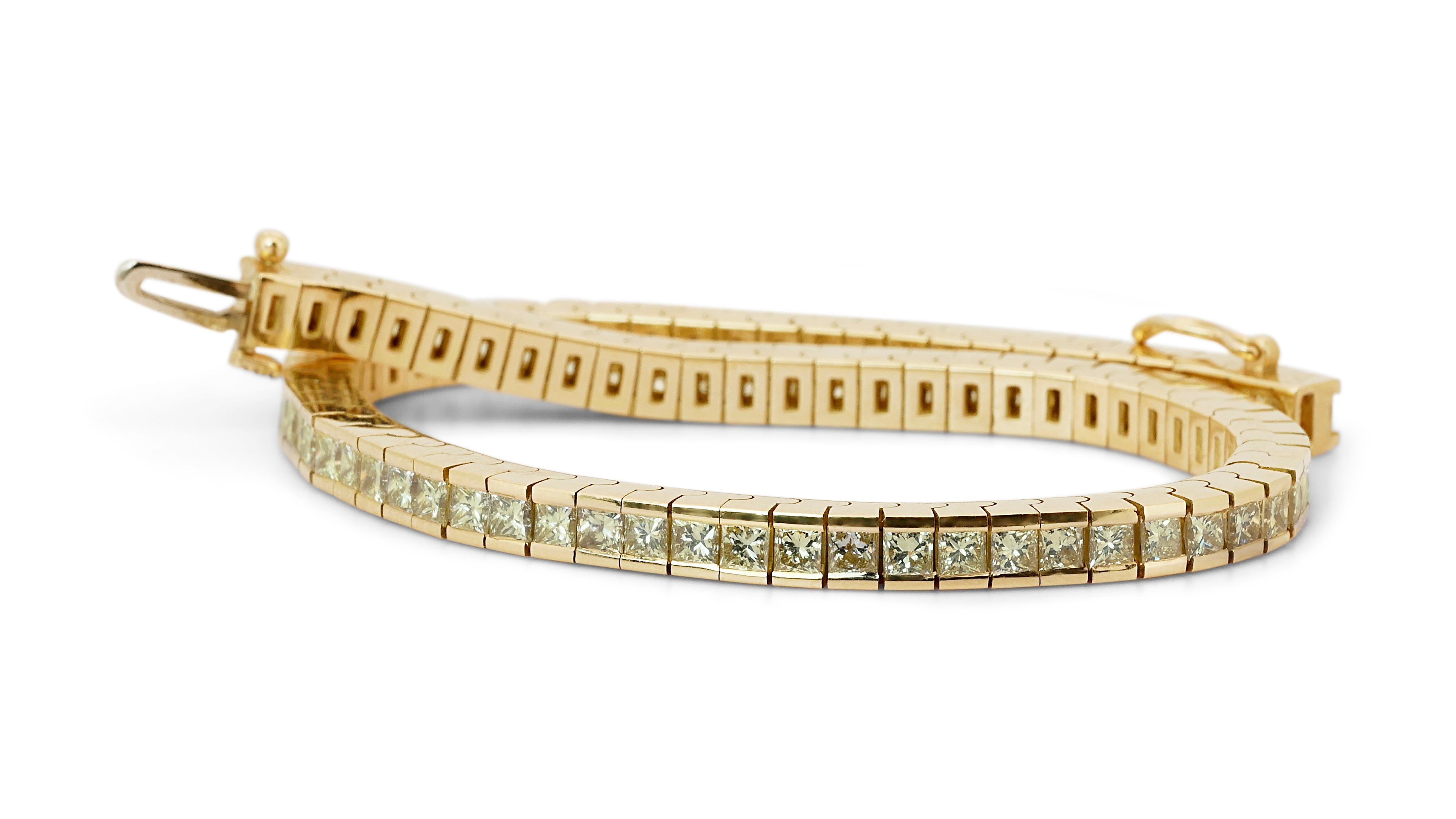 18 Karat Gelbgold Tennisarmband mit 5,6 Karat natürlichen Diamanten IGI-Zertifikat 3