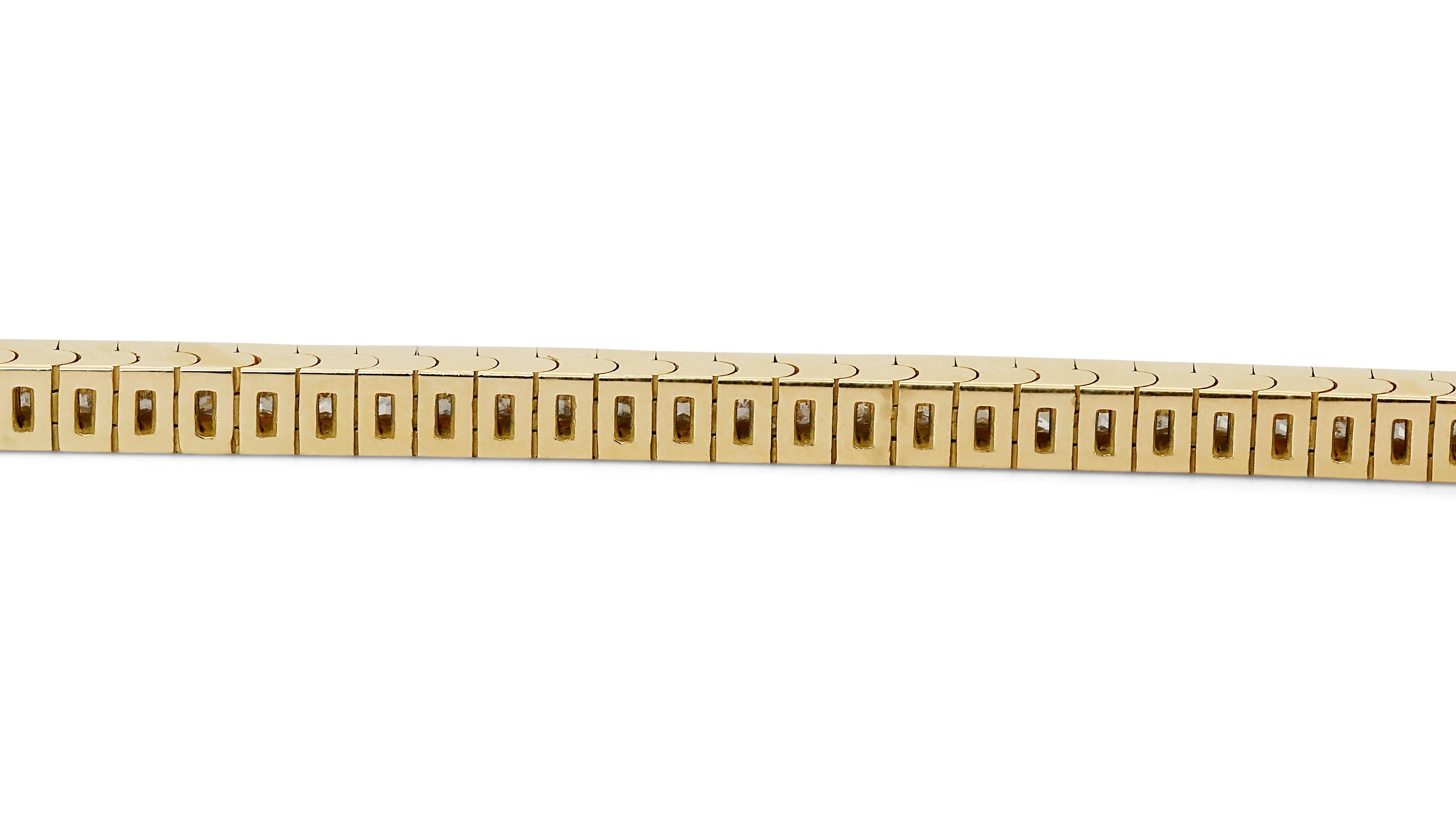 18 Karat Gelbgold Tennisarmband mit 5,6 Karat natürlichen Diamanten IGI-Zertifikat 4