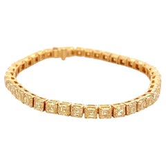 18K Yellow Gold Tennis Bracelet with 18.58 Carat Asscher Cut FIY-VS Diamonds