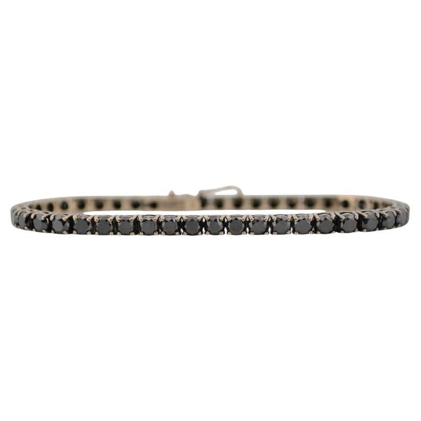 Bracciale Tennis in oro giallo 18K con diamanti neri Nature