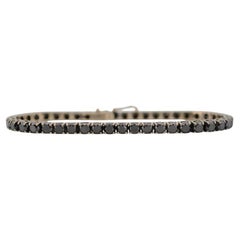 Bracelet tennis en or jaune 18 carats avec diamants noirs naturels