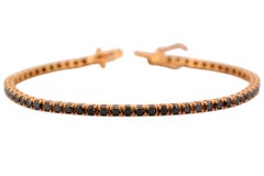 Bracelet de tennis en or jaune 18K avec diamants noirs naturels_125745