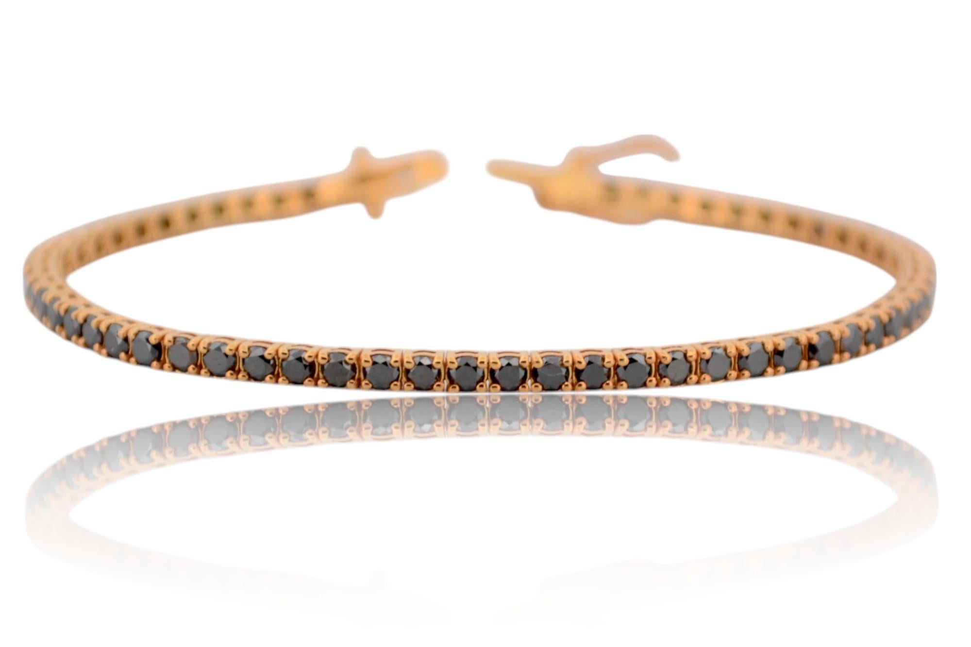 Pulsera de tenis de oro amarillo de 18 quilates con diamantes negros naturales_125745 en Excelente estado para la venta en București, București