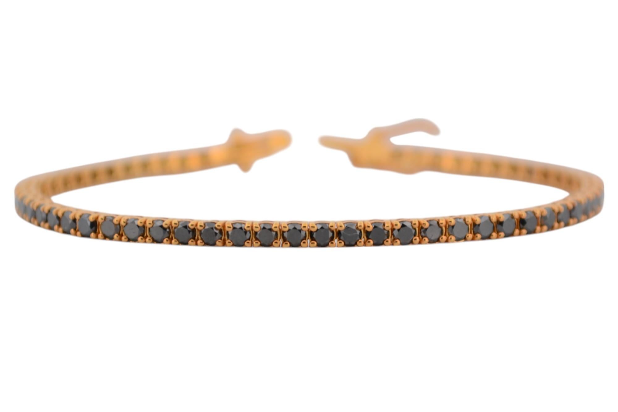 Pulsera de tenis de oro amarillo de 18 quilates con diamantes negros naturales_125745 en venta 2