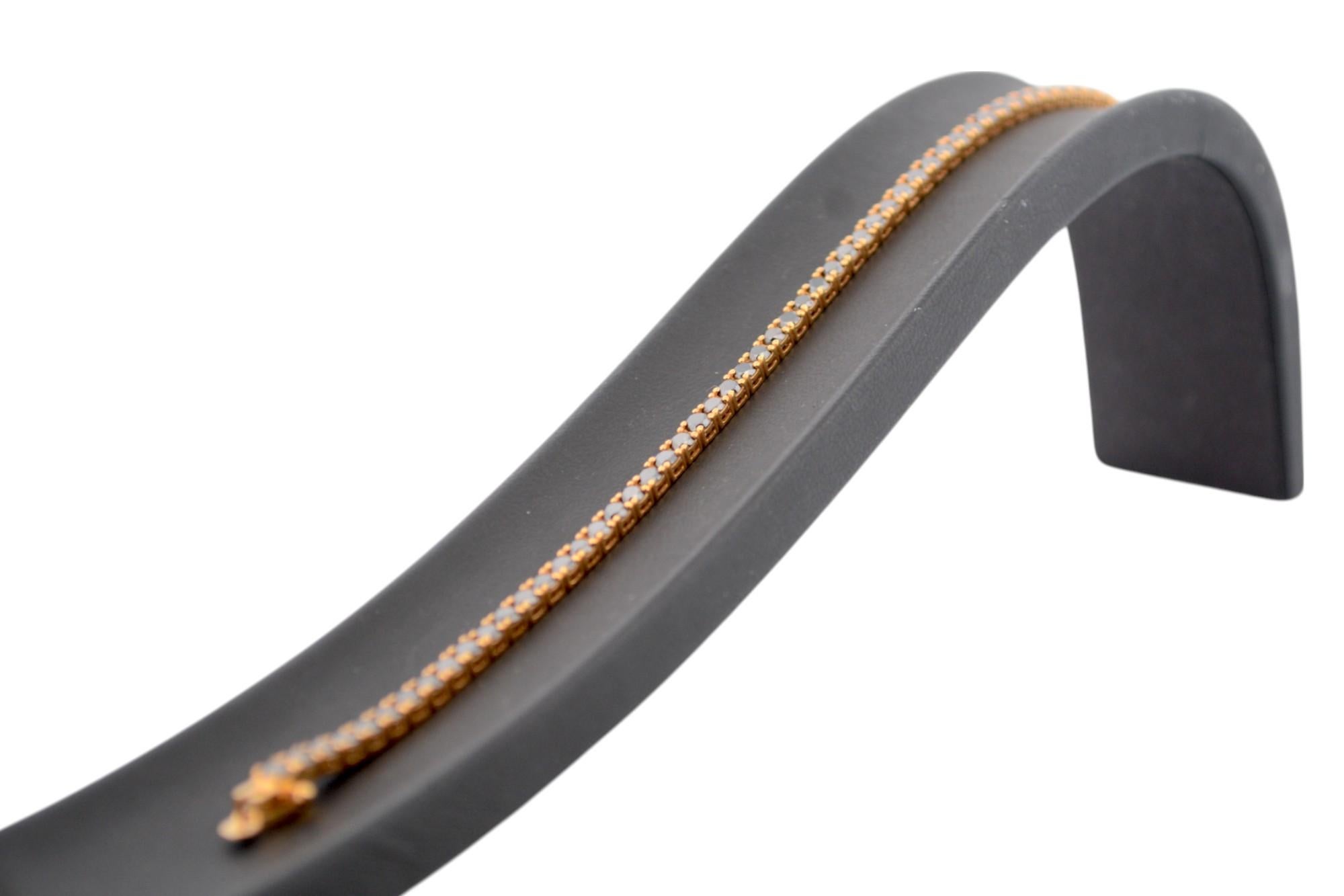Pulsera de tenis de oro amarillo de 18 quilates con diamantes negros naturales_125745 en venta 3