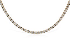 18K Yellow Gold Tennis Necklace Dtw. 10.52 carat