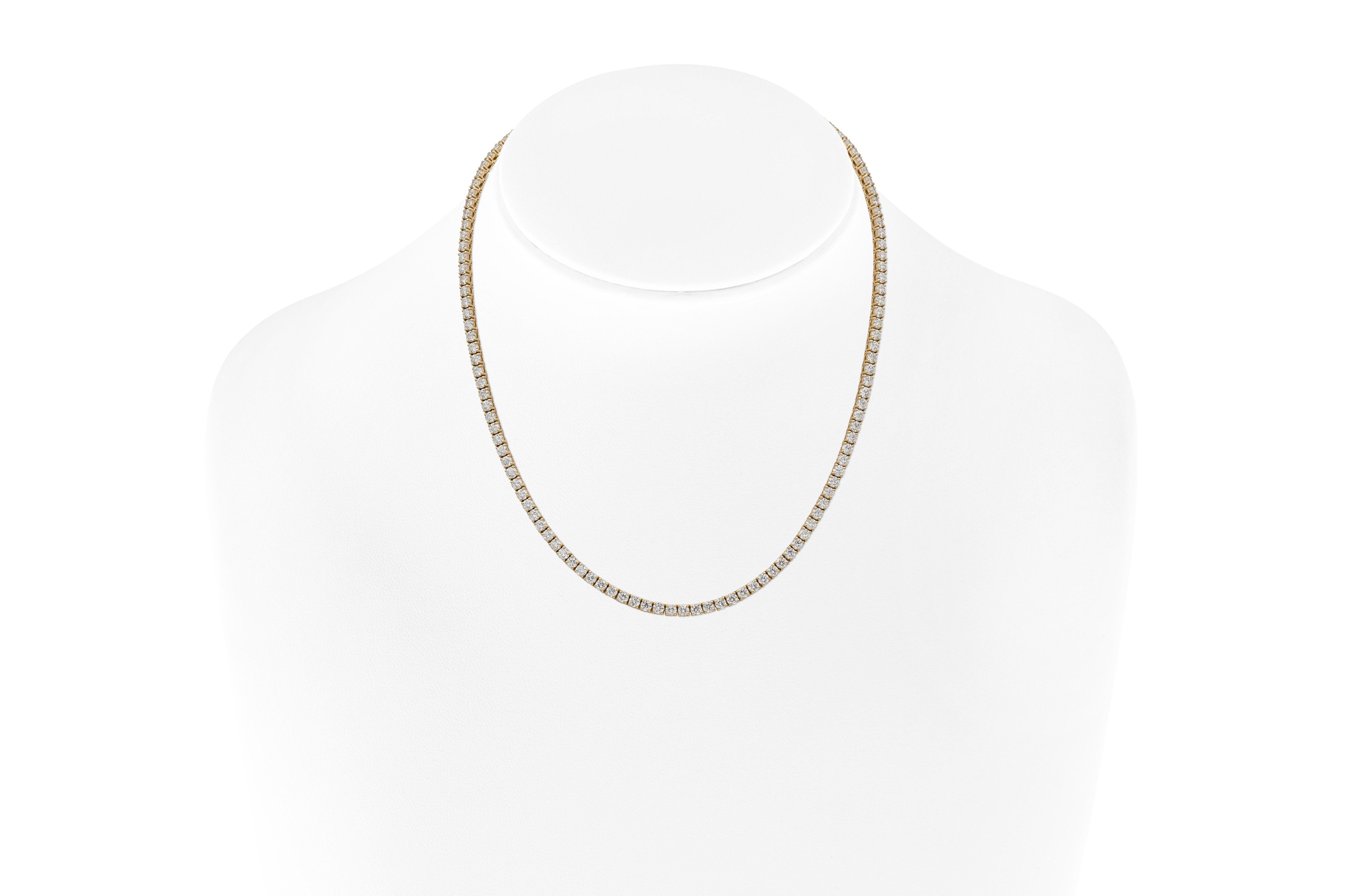 18 Karat Gelbgold Tennis-Halskette Dtw. 10,52 Karat (Moderne) im Angebot
