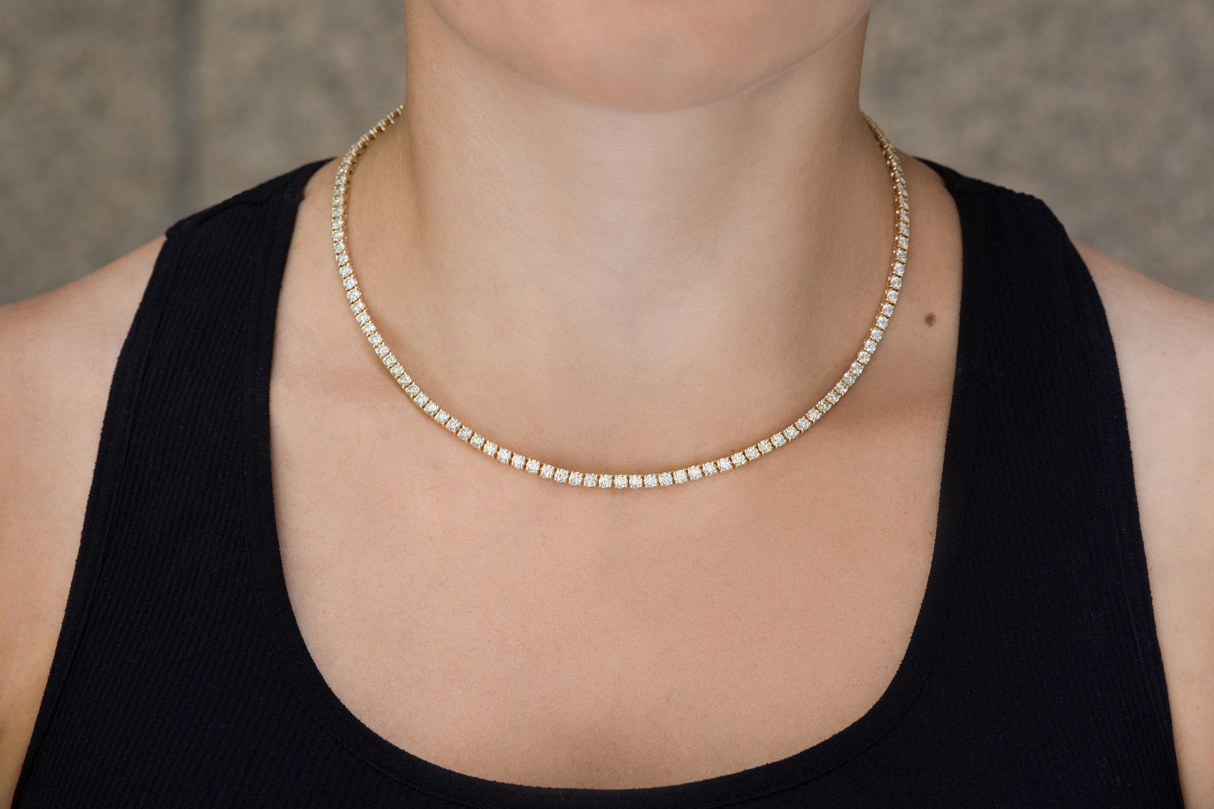 18 Karat Gelbgold Tennis-Halskette Dtw. 10,52 Karat im Zustand „Neu“ im Angebot in New York, NY