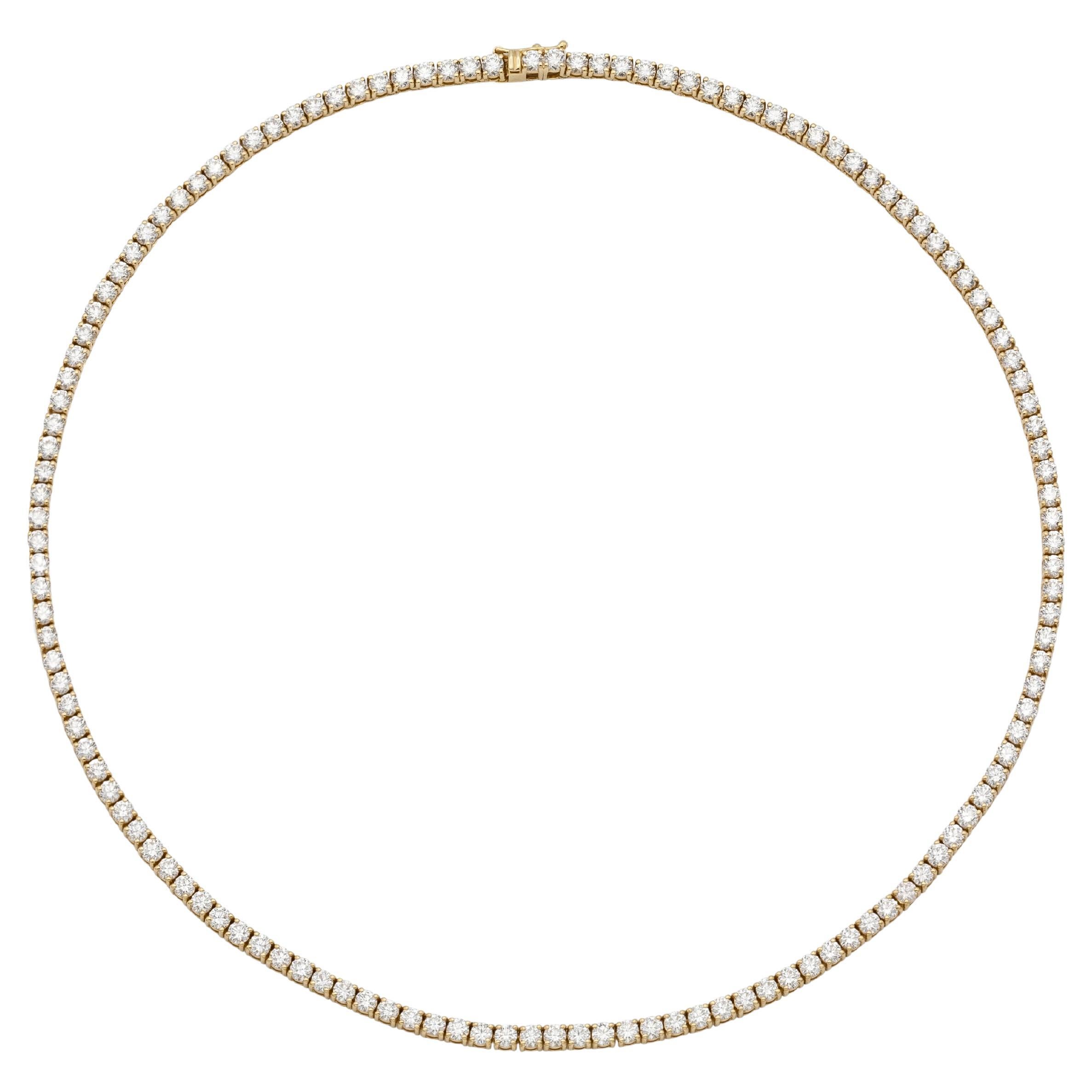 18 Karat Gelbgold Tennis-Halskette Dtw. 10,52 Karat im Angebot