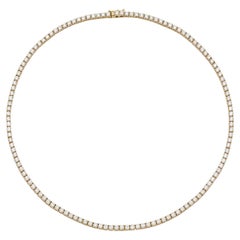 18K Yellow Gold Tennis Necklace Dtw. 10.52 carat