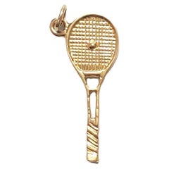 18K Yellow Gold Tennis Racket Charm