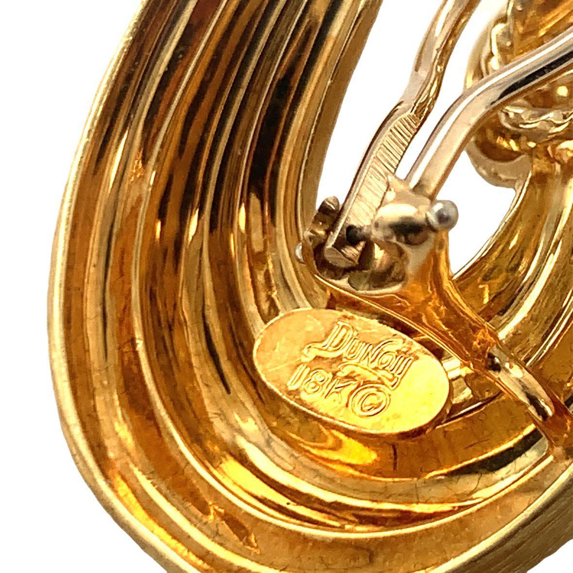 Boucles d'oreilles en or jaune 18k texturées et cannelées par 