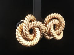 18k Yellow Gold Textured Flat Rope Knot Infinity Clip On Earrings