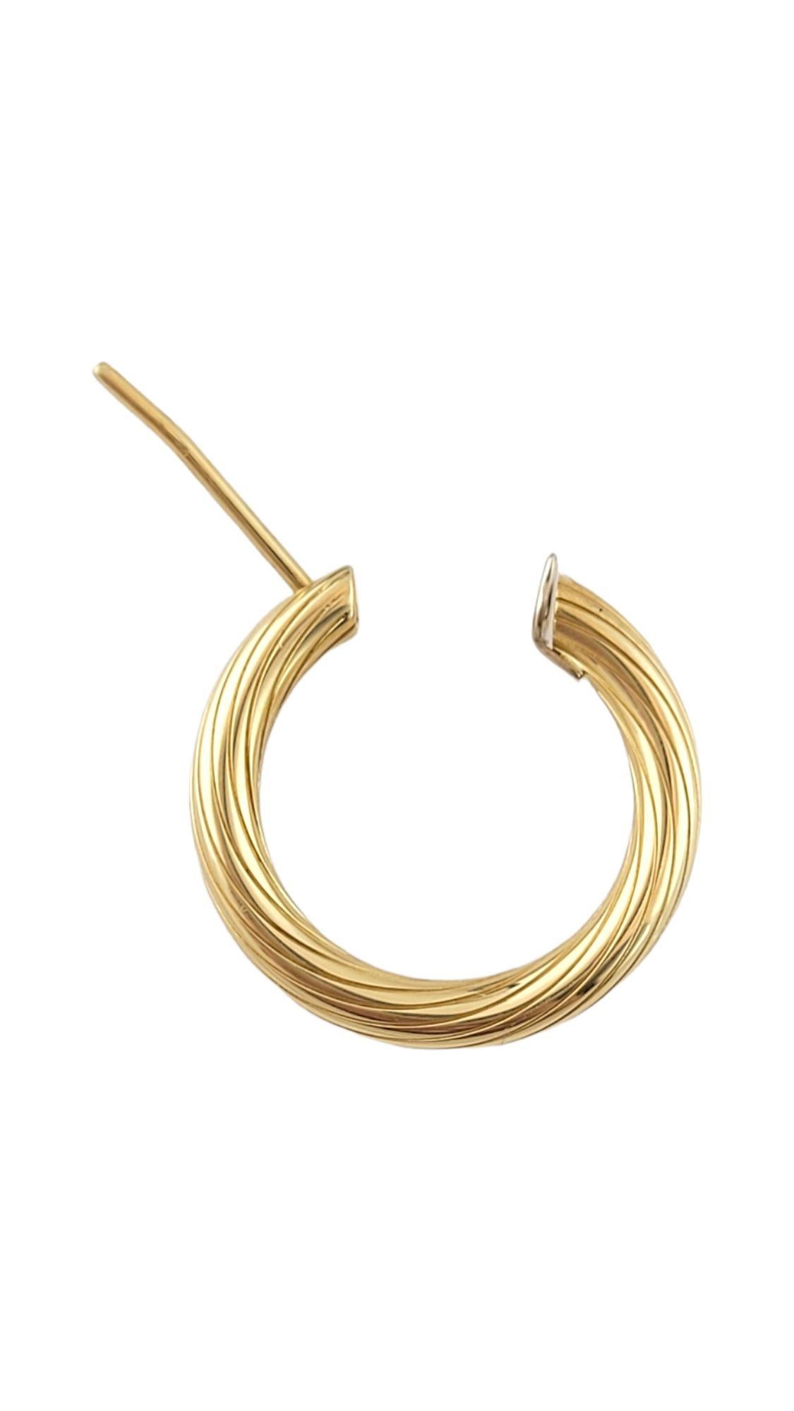 18K Yellow Gold Textured Hoop Earrings #14537 In Good Condition For Sale In Washington Depot, CT