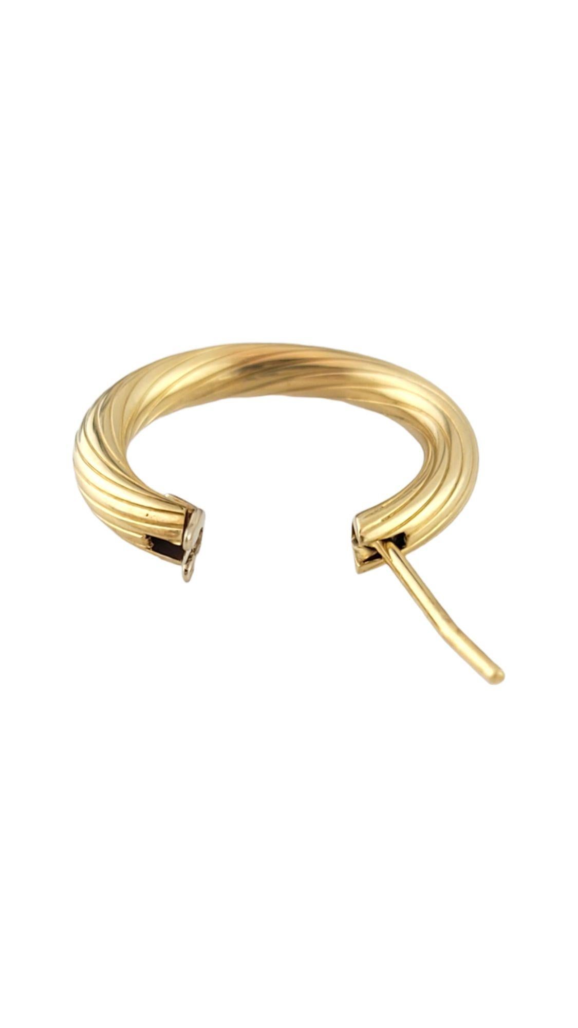 Women's 18K Yellow Gold Textured Hoop Earrings #14537 For Sale