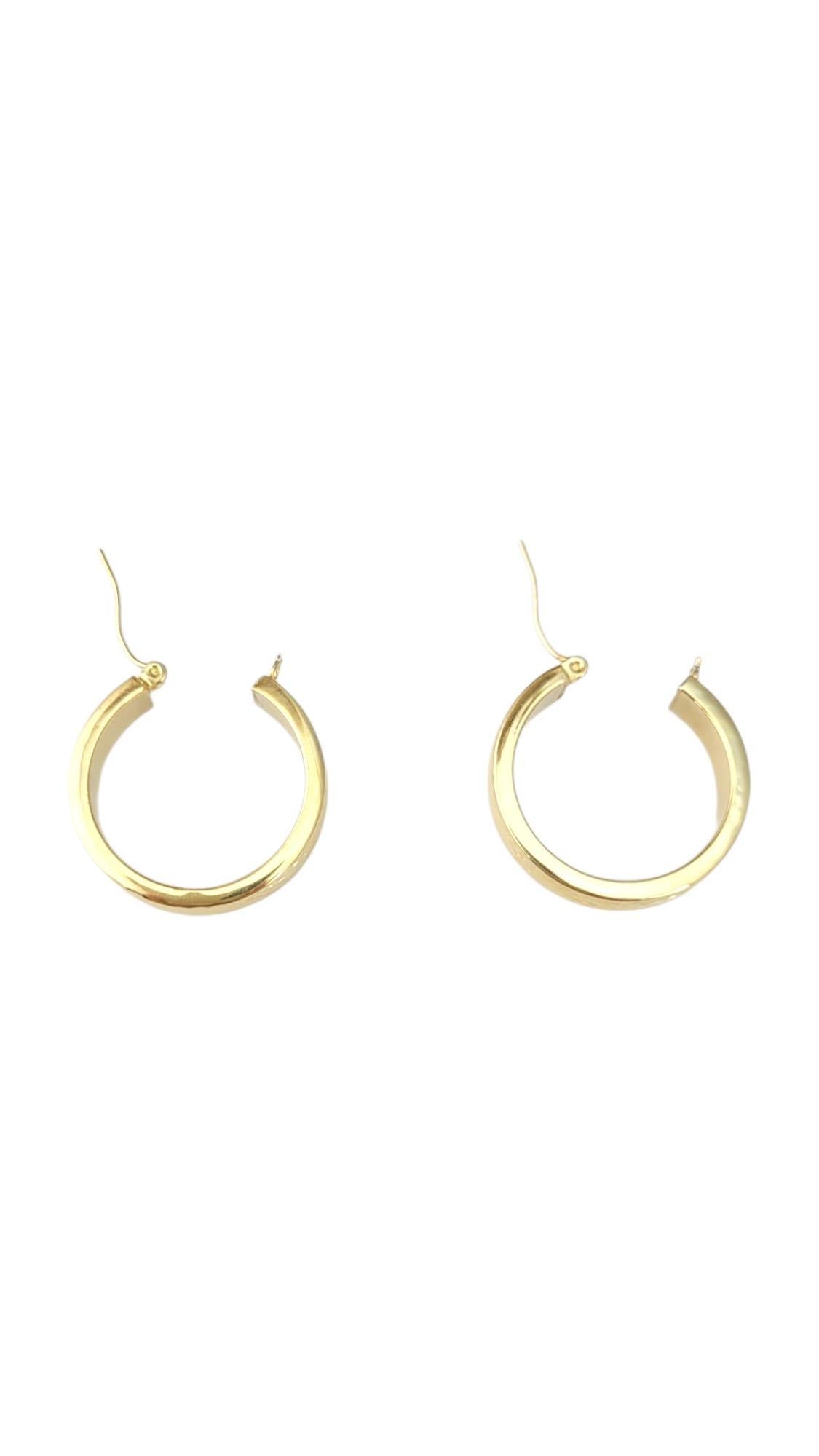 Women's 18K Yellow Gold Textured Hoop Earrings #21737 For Sale