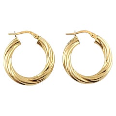 18k Yellow Gold Textured Hoops