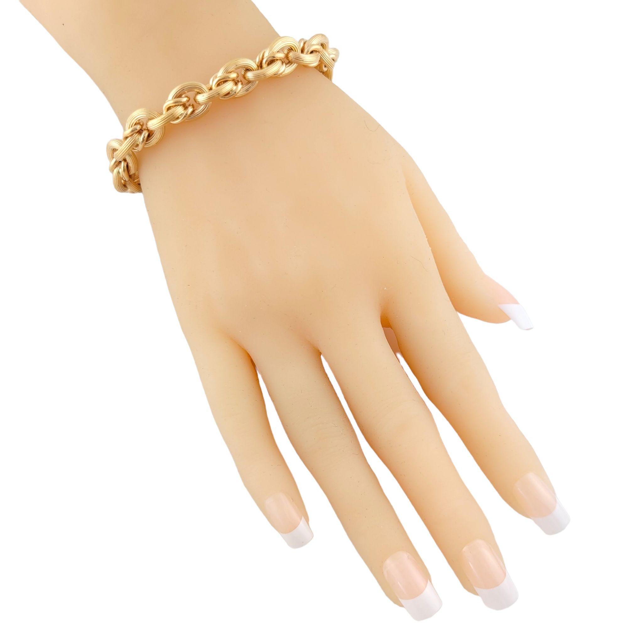 18k Yellow Gold Textured Link Bracelet 2