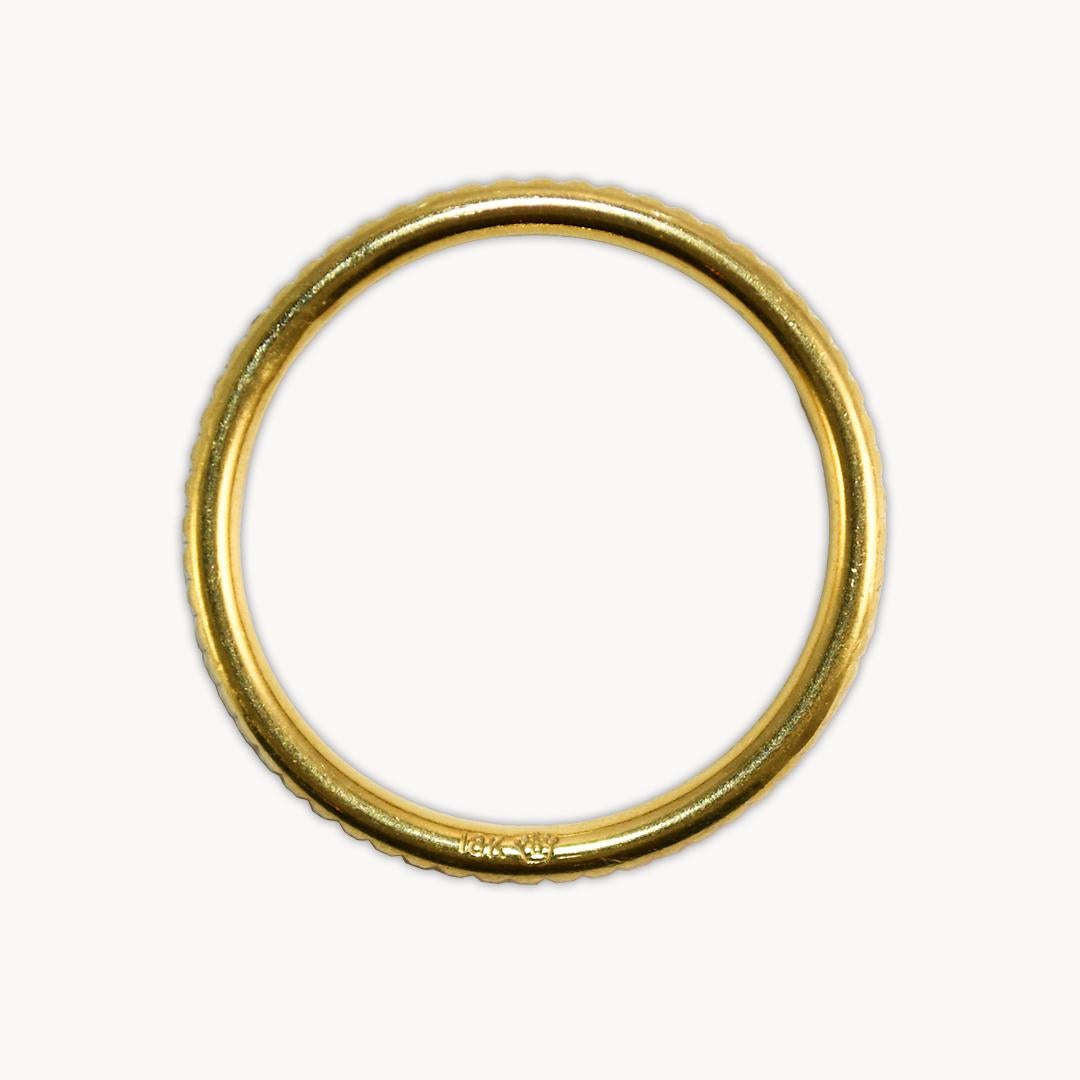 18K Yellow Gold Textured Men's Band Ring 1