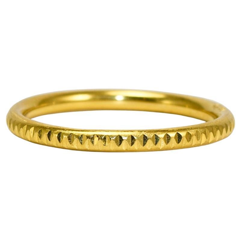 18K Yellow Gold Textured Men's Band Ring