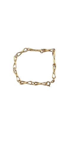18k Yellow Gold Textured Twisted Link Bracelet #23126