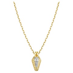 18k Yellow Gold "The Snake" Pendant Necklace With 0.96ct Kite Shape Diamond