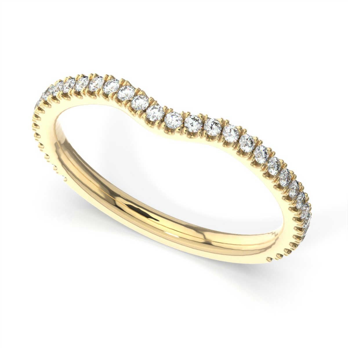 Round Cut 18 Karat Yellow Gold Thelma Curve Diamond Ring '1/2 Carat' For Sale
