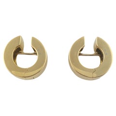 18k Yellow Gold Thick Huggie Hoop Earrings