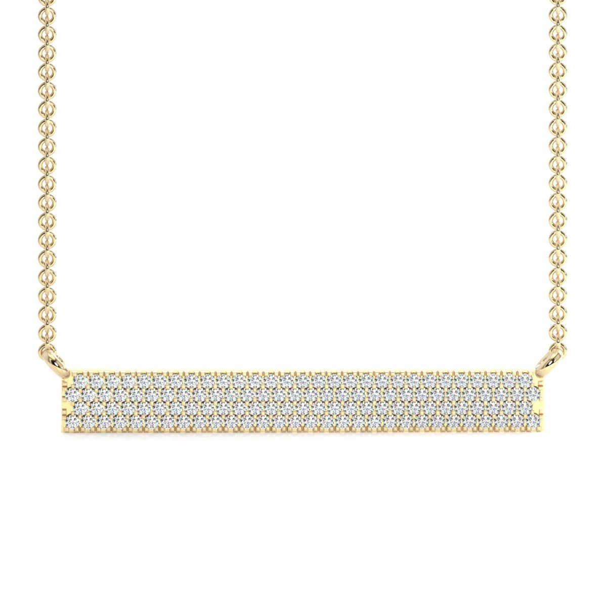 Round Cut 18 Karat Yellow Gold Three-Row Bar Diamond Necklace '1/4 Carat' For Sale