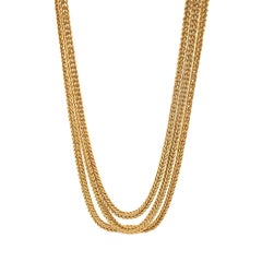 18 Karat Gelbgold Dreireihige Gliederkette im Spiga-Stil Gliederkette Halskette
