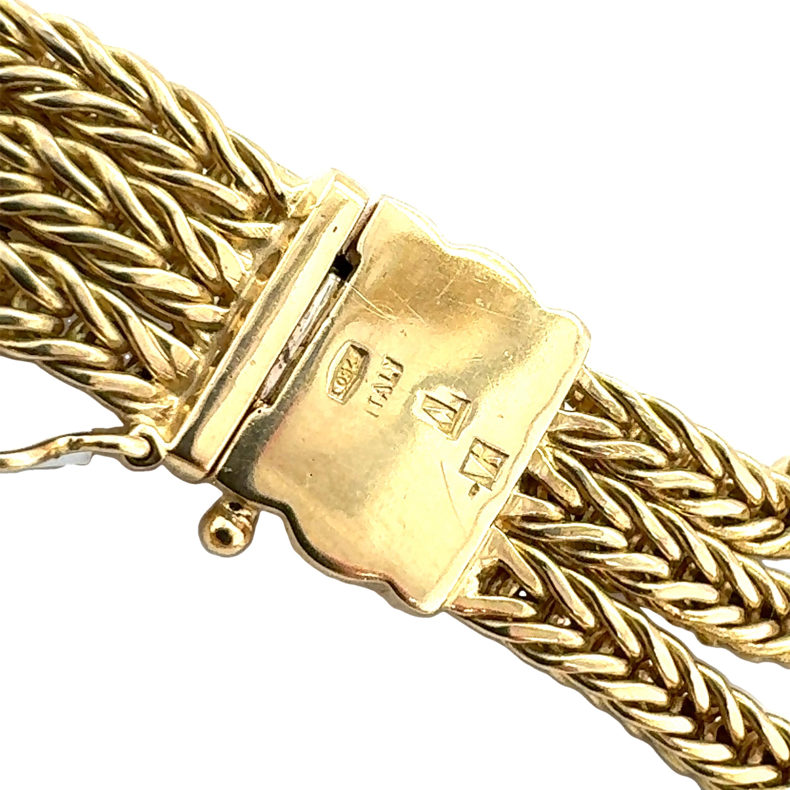18 Karat Gelbgold Dreireihige Gliederkette im Spiga-Stil Gliederkette Halskette im Zustand „Gut“ im Angebot in Beverly Hills, CA